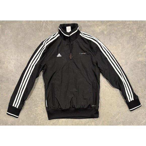 Adidas Climacool Black Full Zip Track Jacket 3 White Stripes Women's Small - Picture 1 of 8